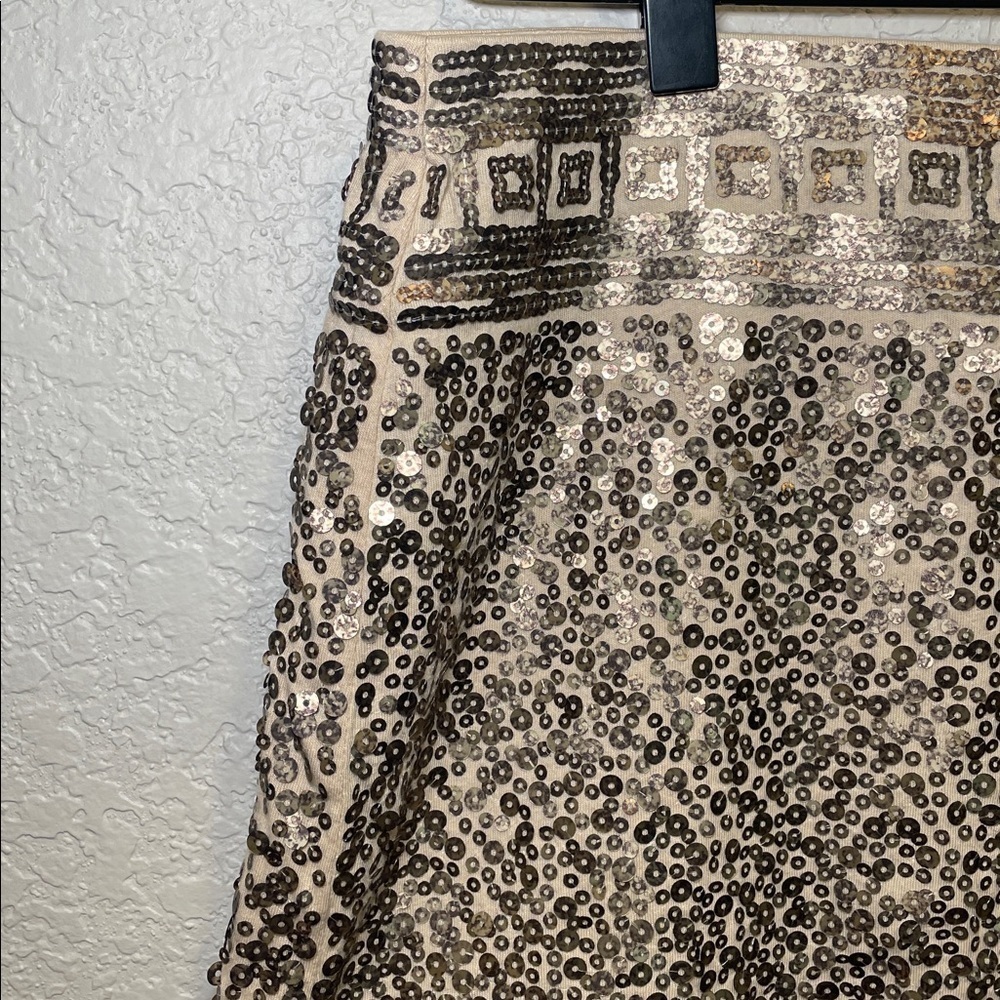 Gold Sequin Mini Skirt Size S Party Holiday NYE Vegas Glam Statement - Picture 4 of 6